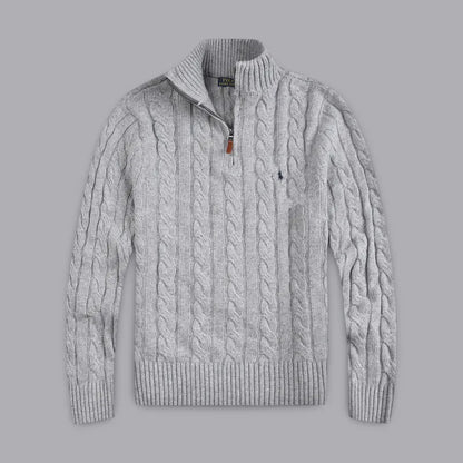 Half-Zip Kabelgebreide Katoenen Sweater