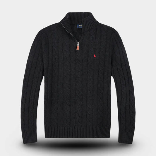 Half-Zip Kabelgebreide Katoenen Sweater